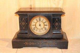 Antique Ansonia Iron 8 Day Mantle Clock Rustic