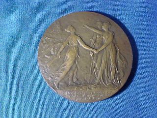 Orig 1917 WWI French WOODROW WILSON Bronze MEDAL America Joins Allies 2