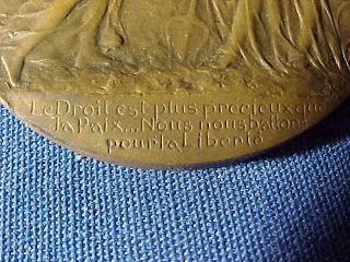 Orig 1917 WWI French WOODROW WILSON Bronze MEDAL America Joins Allies 3