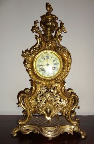 RARE STUNNING LARGE JAPY FRERES FRENCH ANTIQUE GILT BRONZE CLOCK 6