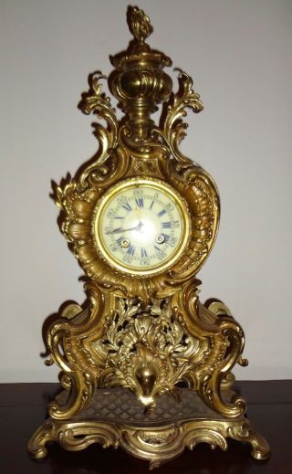 RARE STUNNING LARGE JAPY FRERES FRENCH ANTIQUE GILT BRONZE CLOCK 9