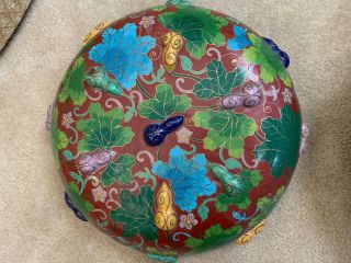 Antique/vintage Chinese Cloisonne 12 " Round Covered Box.  