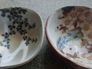 JAPANESE HAND DRAWN SHUNGA SAKE CUPS SET 5 FLOWER TAISHO / MEIJI 7