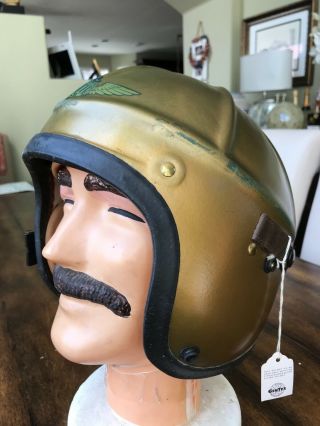 Vintage Wwii Us Navy Gentex H4 Pilot Flight Helmet Aph Sph