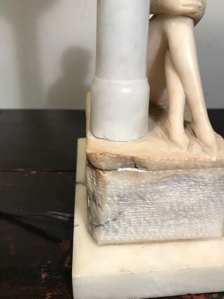 ART DECO ALABASTER TABLE LAMP OF SIREN / YOUNG WOMAN,  1920s - REWIRED 7