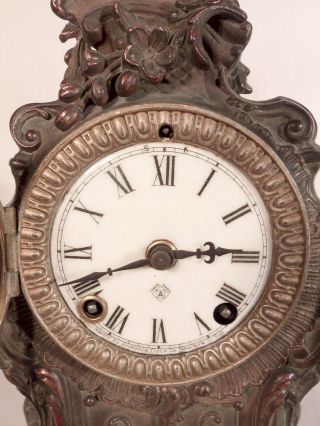 C1901 Ansonia Trianon w/ Bronze Finish Metal Case Mantel Clock Parts / Restore 5