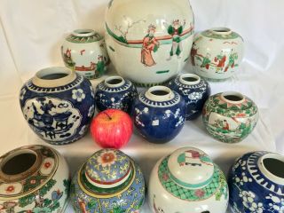 5 - A selection of 20 Chinese ginger tea jars famille rose prunus 19th/20thc 4
