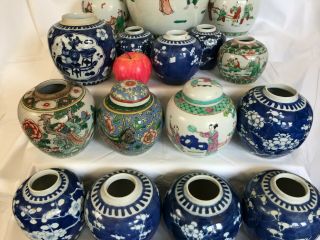 5 - A selection of 20 Chinese ginger tea jars famille rose prunus 19th/20thc 5