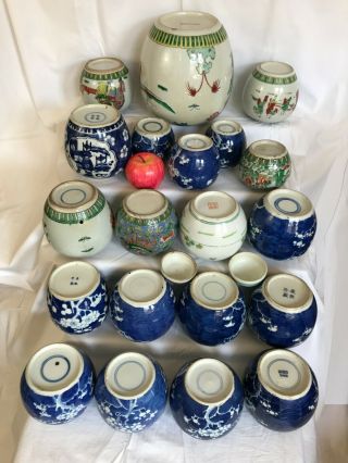 5 - A selection of 20 Chinese ginger tea jars famille rose prunus 19th/20thc 9