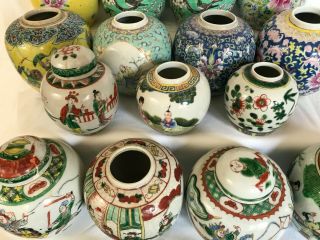 4 - A selection of 22 Chinese ginger tea jars famille rose/verte 19th/20thc 5