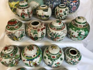4 - A selection of 22 Chinese ginger tea jars famille rose/verte 19th/20thc 6