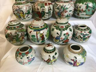 4 - A selection of 22 Chinese ginger tea jars famille rose/verte 19th/20thc 7