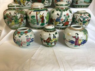 4 - A selection of 22 Chinese ginger tea jars famille rose/verte 19th/20thc 8