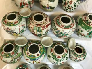 4 - A selection of 22 Chinese ginger tea jars famille rose/verte 19th/20thc 9