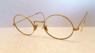 Antique Gold Glasses Frames 1/10 12k Gf Wire Full Rim Fulview Round No Lenses