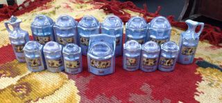 Antique German Toy Spice Canister Set Blue Luster