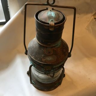Vintage Brass Ship " Anchor " Lamp,  Ship Oil Lamp,  Nautacal Lamp