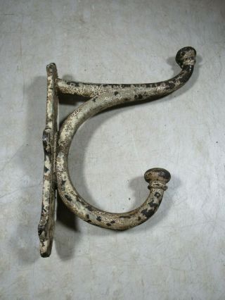 Huge Large Antique 1930 ' s Cast Iron Ornate Coat Hat Tack Hook Over - Size Wall 4