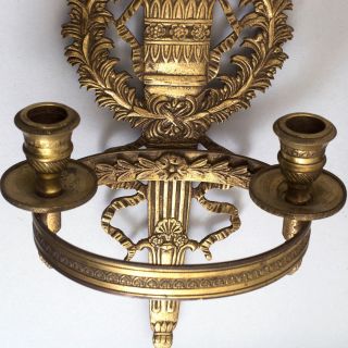 Early 19C Antique Russian Neoclassical Gilt Bronze Wall Candleholders TORCHES 4