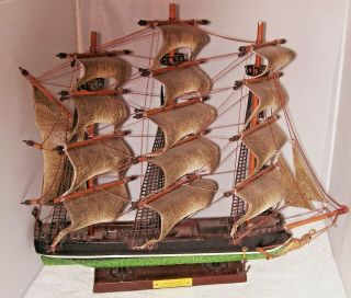 Model Wooden Whaling Ship Three Mast Clipper 1846 17 1/4 " L X 15 1/4 " H X 3 " W