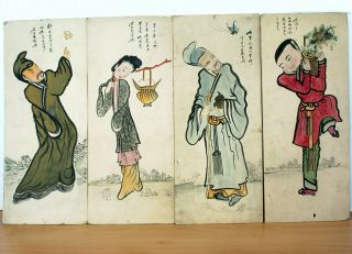 8 WATERCOLOUR PAINTED PANELS CHINESE LABOUR CORPS 1918 27 Sqn RAF RFC DUNKIRK 2