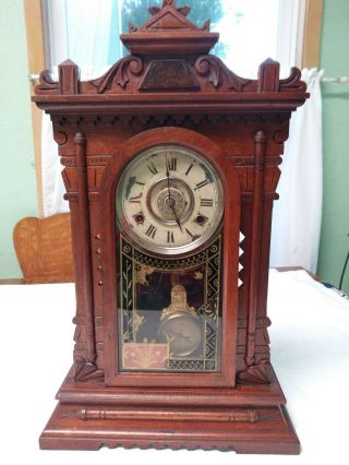 Gorgeous Antique Wood Clock By The Haven Clock Co Overwound Needs Serv