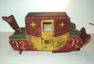 Antique Wood Toy Coach Turn Of Century German Folk Art