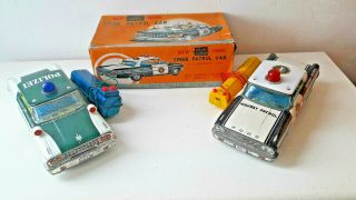 Vintage Tin Toy Japan Policel Car Asc