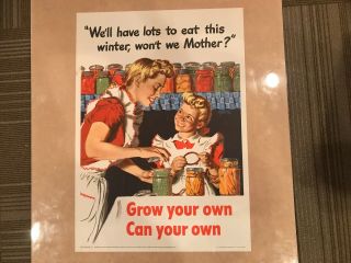 1943 Ww2 Owi Poster 57 Wwii Al Parker Mother & Daughter Canning