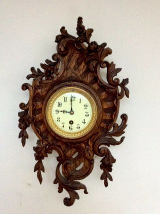 Antique French Wooden Carved Clock