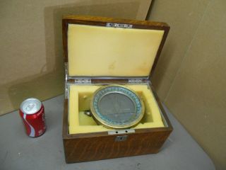 Antique Compass Brass Nautical Vintage Ship Maritime Boat,  Oak Wood Box