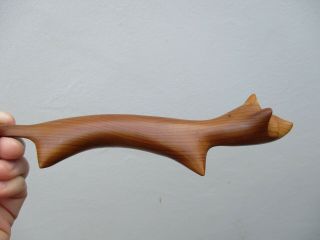 Signed Mid Century Modernist John Fox Bubinga Wood Carved FOX Sculpture Figurine 3