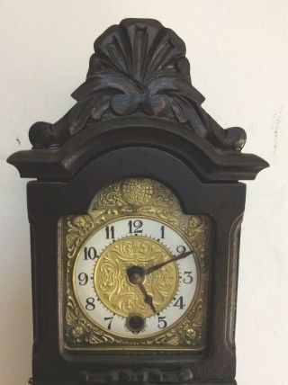 Antique Miniature Wood Carved Grandfather Clock 2