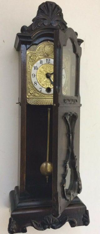 Antique Miniature Wood Carved Grandfather Clock 5