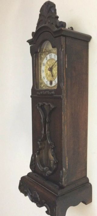 Antique Miniature Wood Carved Grandfather Clock 6