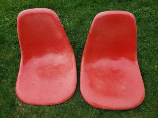 Eames Red Shell Fiberglass Vintage Herman Miller Chair Narrow Mounts Qty 2