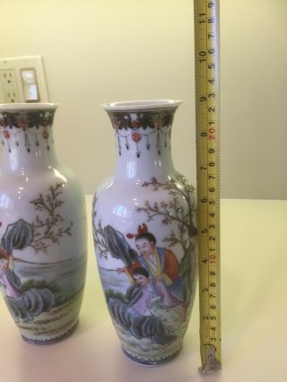 Chinese vases republic period signed 9” porcelain pottery 1912 - 1949 rose 12