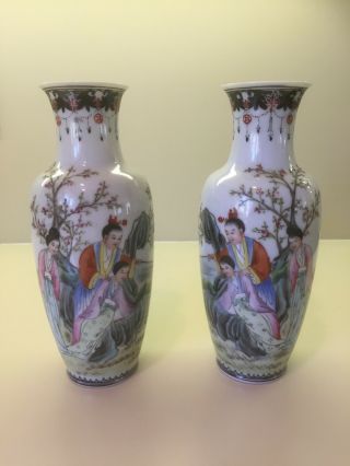 Chinese vases republic period signed 9” porcelain pottery 1912 - 1949 rose 5
