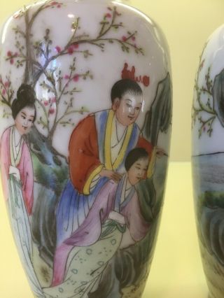 Chinese vases republic period signed 9” porcelain pottery 1912 - 1949 rose 7