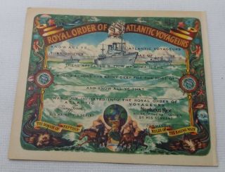Vintage Royal Order Of Atlantic Voyageurs Membership Card