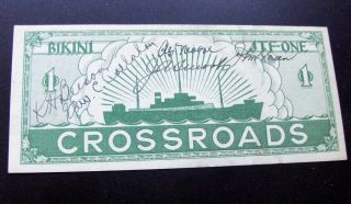 Ww2 Operation Crossroads Atomic Short Snorter Signed By Joint Task Force Members