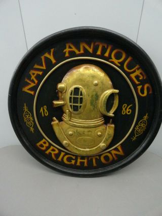 Us Navy Antique Sign/ Plaque Diving Divers Helmet (18  Diameter)