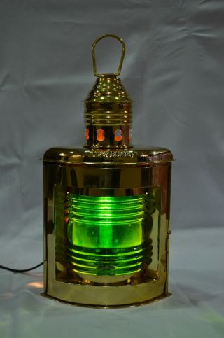 10 " Nautical Solid Brass Port Electric Lantern Green Color