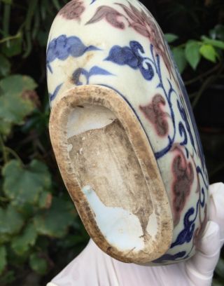 Large Antique Chinese Ming Blue & White Porcelain TEAPOT 10