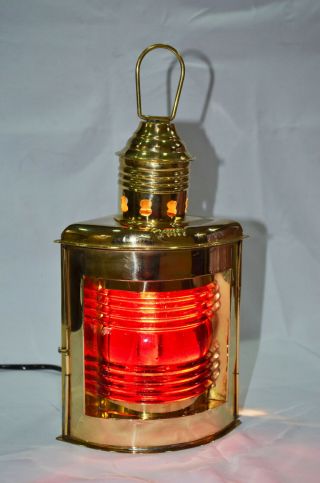 10 " Nautical Solid Brass Port Electric Lantern Red Color