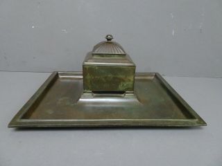 Just Andersen.  Denmark.  Large And Heavy Art Deco Period Patinated Bronze Inkwell