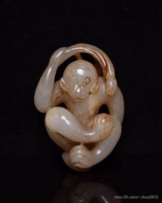 5.  8cm Collect China Natural Old Hetian Jade Hand - Carved Monkey Sculpture