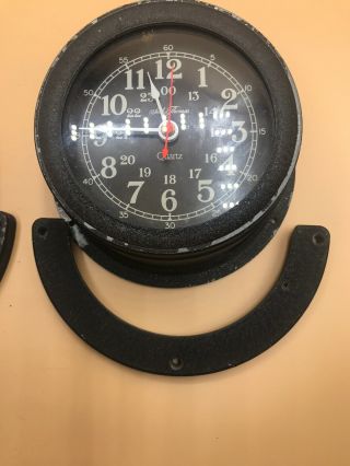 Vintage Ship ' s Clock & Barometer.  Seasprite II Seth Thomas Black Not 3
