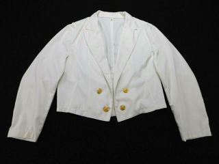 Vintage Us Navy Officer Formal Mess Dress Cotton Rayon White Uniform Jacket Coat