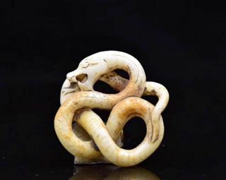 Collect China Natural Old Hetian Jade Hand - Carved Luck Dragon Pendant Sculpture